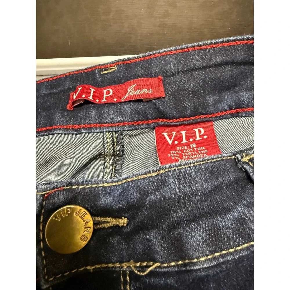 VIP Jeans Womens Dark Wash Stretch Denim Bermuda Shorts Size 18 Plus Size‎